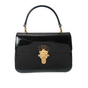 Louis Vuitton Monogram Cherrywood Black Patent Vernis Leather Canvas Handbag